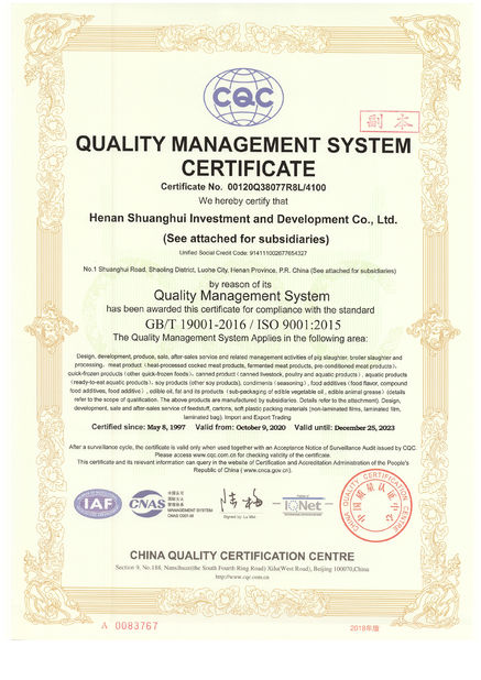 Chiny Luohe Lianbang Chemical Co., Ltd. Certyfikaty